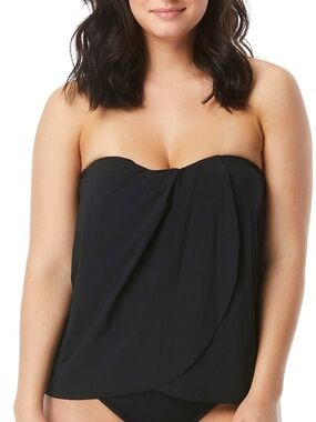 Coco Reef Contours Clarity Bra-Sized Bandeau Tankini Top - Black